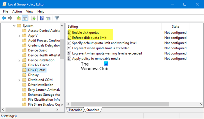 habilitar la cuota de disco en Windows 10