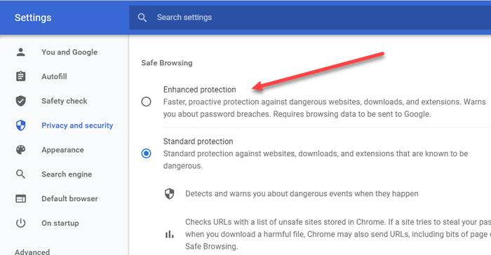Cómo habilitar la navegación segura mejorada en Google Chrome