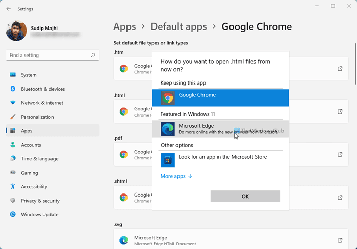 ¿Cómo restablecer todas las aplicaciones y asociaciones de archivos a sus valores predeterminados en Windows 11/10?