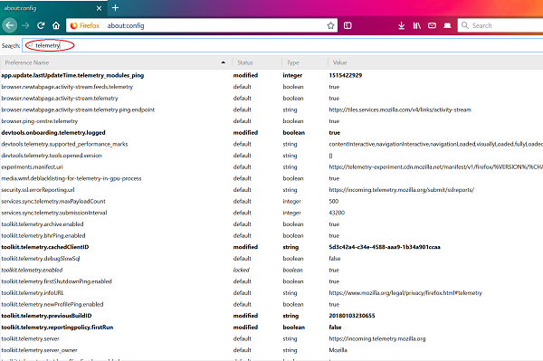 Deshabilitar la telemetría y la recopilación de datos en Firefox Quantum