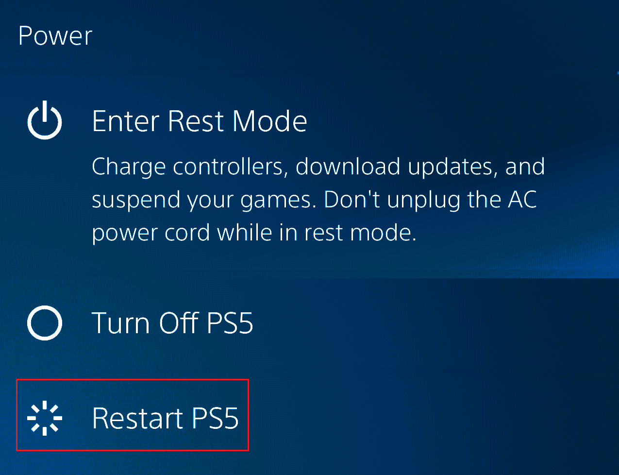 reiniciar ps5