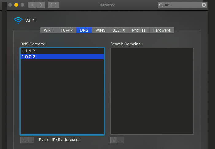 DNS de la familia macOS de Cloudflare