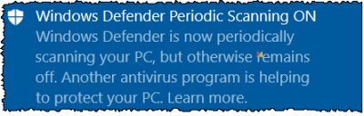 análisis periódicos de Windows Defender