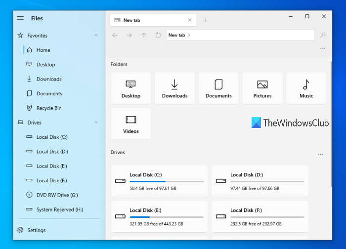 Aplicación de administración de archivos de Windows 10