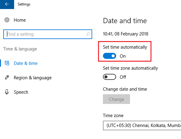 Establecer la hora automáticamente