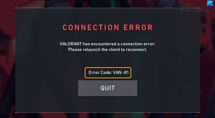 Código de error de VALORANTE VAN 81