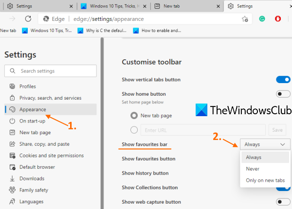 usar la configuración de Microsoft Edge