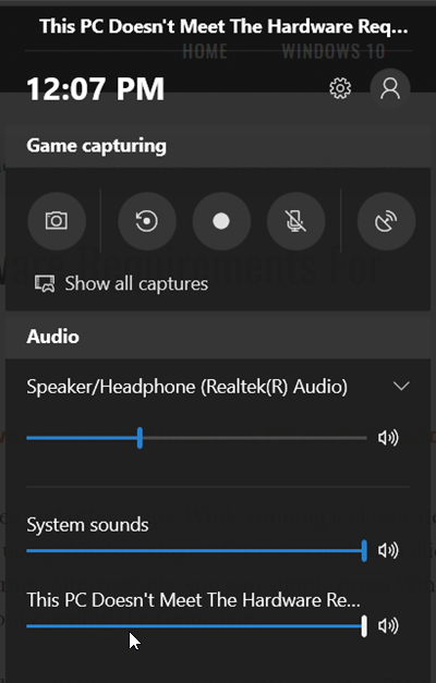 Esta PC no cumple con los requisitos de hardware para grabar clips, dice Game DVR