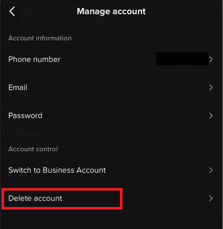 Pulse en Eliminar cuenta |  |  Cómo eliminar una cuenta de TikTok
