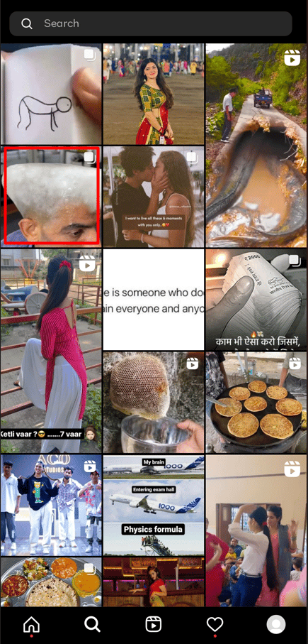 toca la publicación deseada |  eliminar la búsqueda predictiva en Instagram