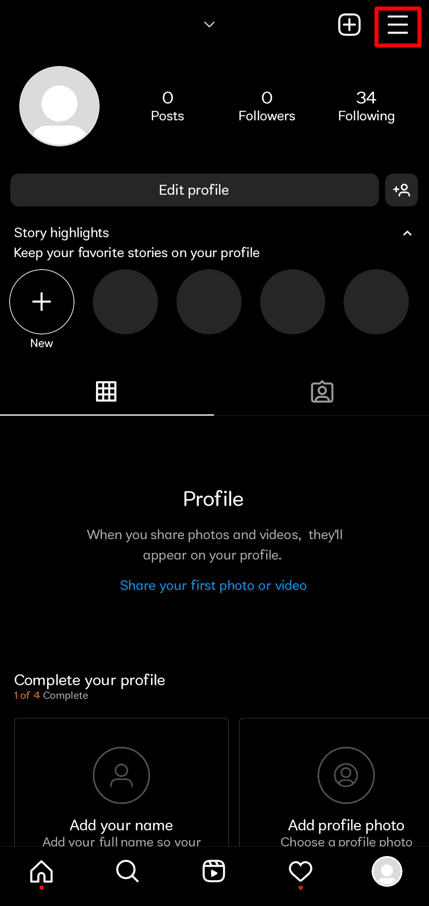 icono de hamburguesa |  eliminar la búsqueda predictiva en Instagram