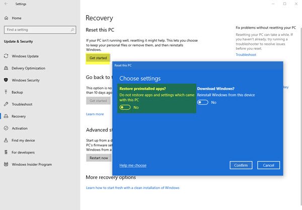 empezar desde cero windows 10