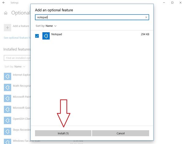 Desinstale o reinstale el Bloc de notas en Windows 10