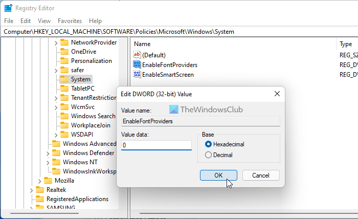 Cómo permitir o impedir que Windows descargue el directorio de fuentes