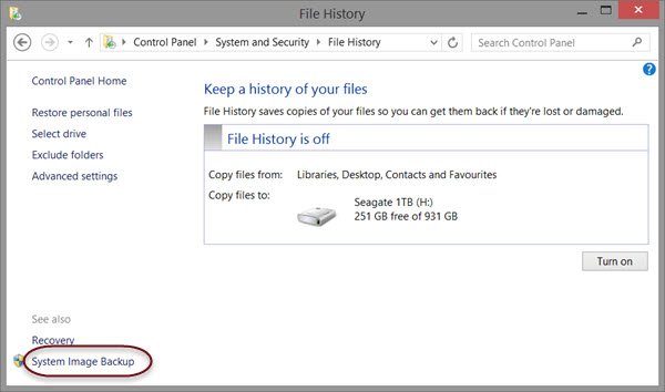 Crear una imagen del sistema en Windows