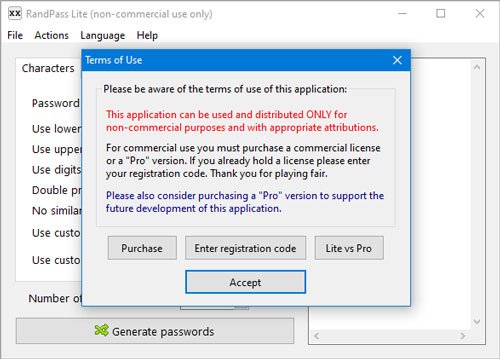 RandPass es un generador de contraseñas gratuito para Windows 10