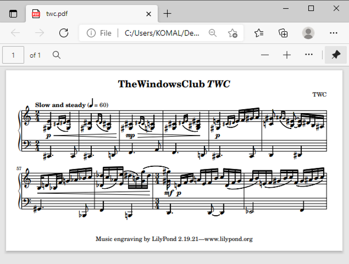 Convierta texto sin formato a notación musical PDF
