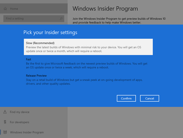 Inicie sesión en el programa Windows Insider