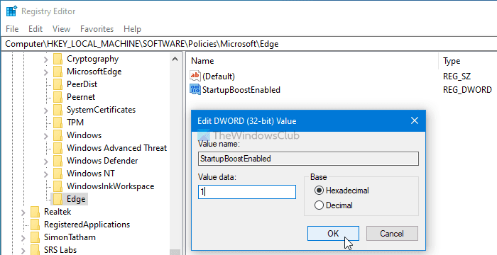 ¿Cómo habilito o deshabilito la aceleración de arranque en Edge usando el registro y la política de grupo?