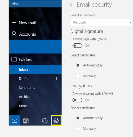 Seguridad de correo electrónico de Windows 10