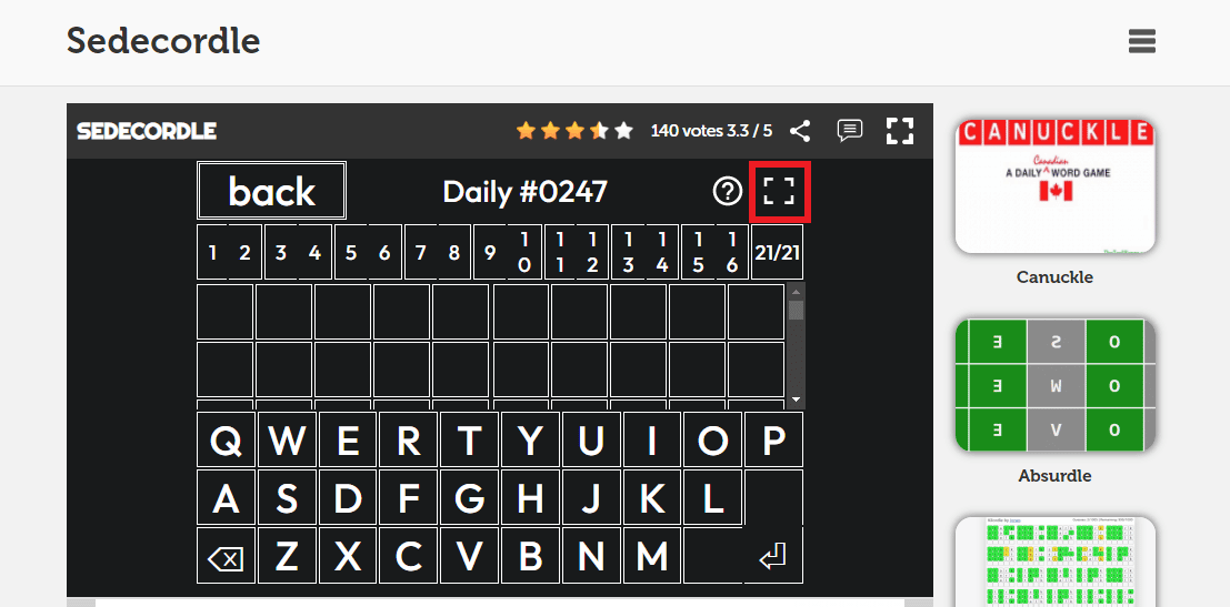 Haga clic en el icono de pantalla completa