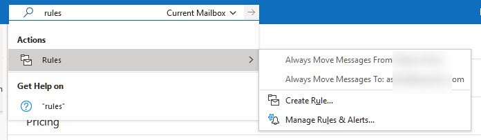 Crear una regla de cliente de correo de Outlook