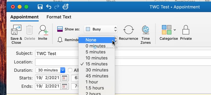 ¿Cómo desactivar el recordatorio de Outlook y el sonido del recordatorio en Mac?