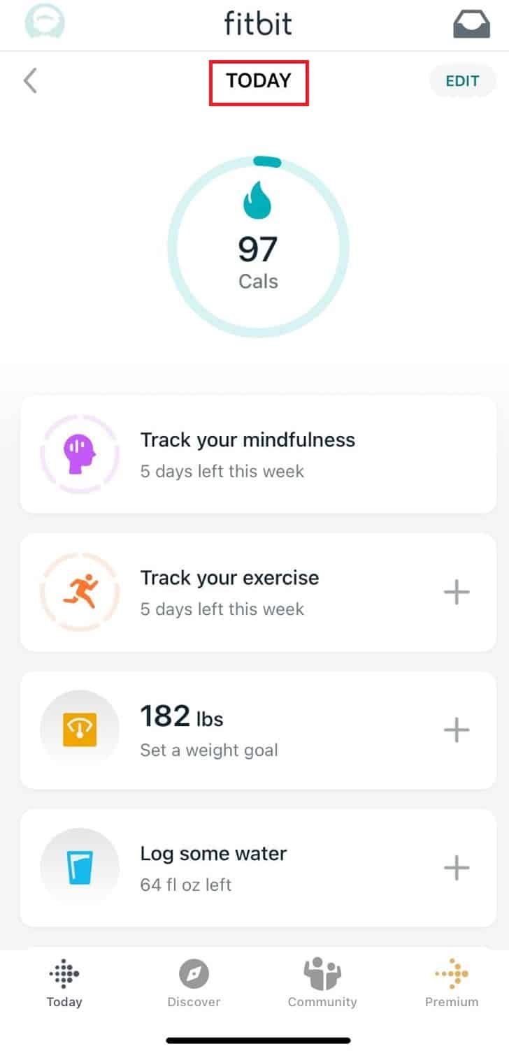 En la parte inferior izquierda, toca Hoy |  tu Fitbit dice que los datos no se borraron, sincroniza e inténtalo de nuevo
