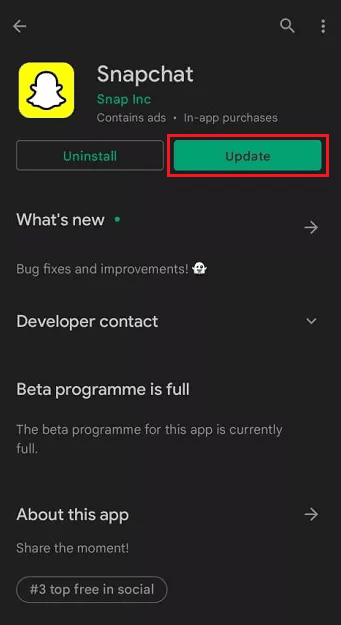 Si hay una nueva actualización disponible, toque Actualizar