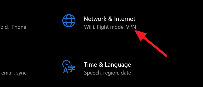 Red e Internet en Ajustes