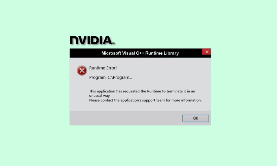 Arreglar el error de tiempo de ejecución de NVIDIA Geforce Experience C++