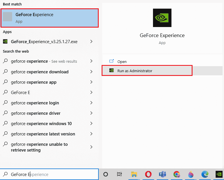 abrir la experiencia de geforce como administrador