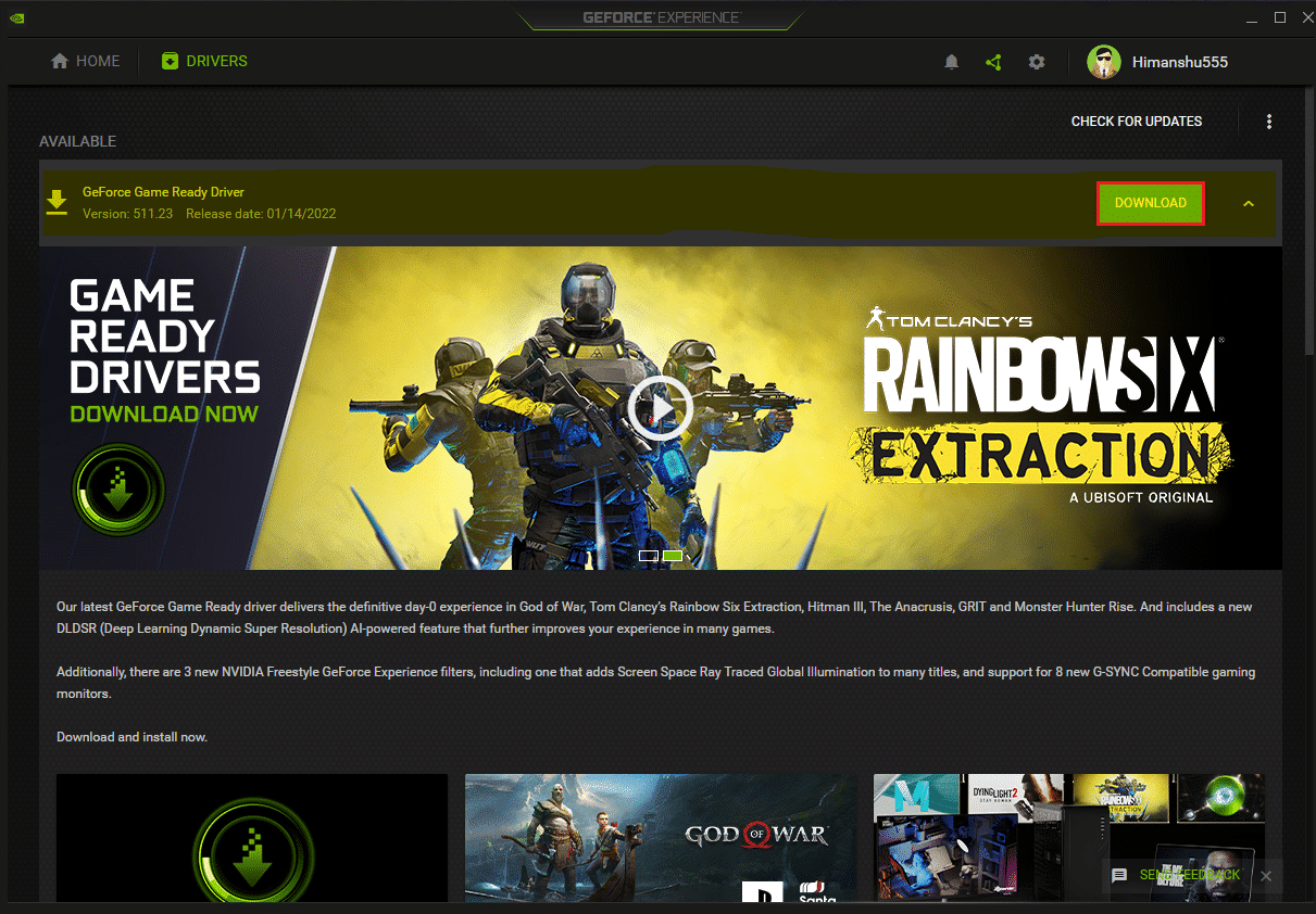 haga clic en el botón Descargar.  Arreglar el error de tiempo de ejecución de NVIDIA Geforce Experience C++