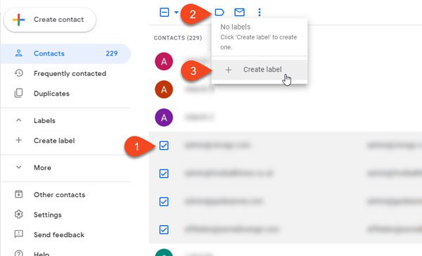Cree una lista de correo electrónico para seleccionar varios contactos en Gmail a la vez