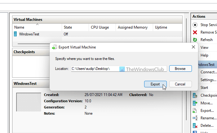 Hyper-V encontró un error al copiar discos duros virtuales a la carpeta de destino