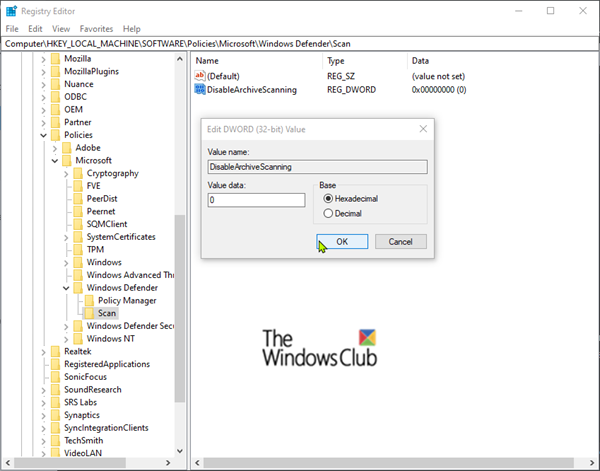 Configurar Windows Defender para escanear archivos .zip .rar .cab