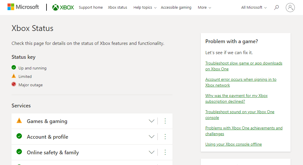 Comprobar el estado de los servidores de Xbox Live