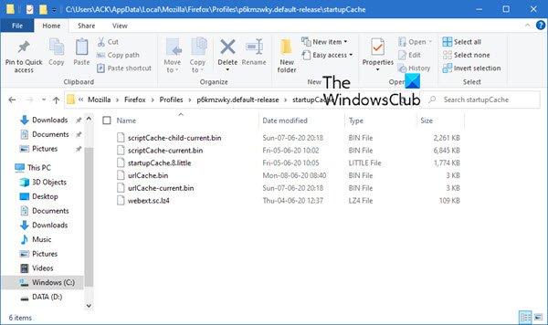 borrar caché de inicio de firefox