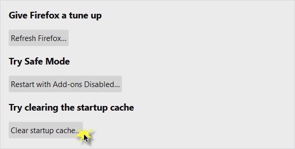 borrar caché de inicio de firefox