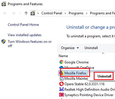 desinstalar firefox