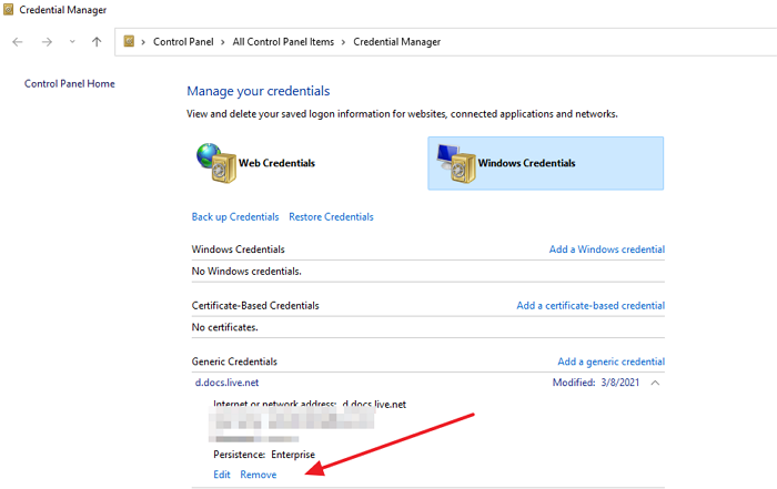 Eliminar RDP del administrador de credenciales