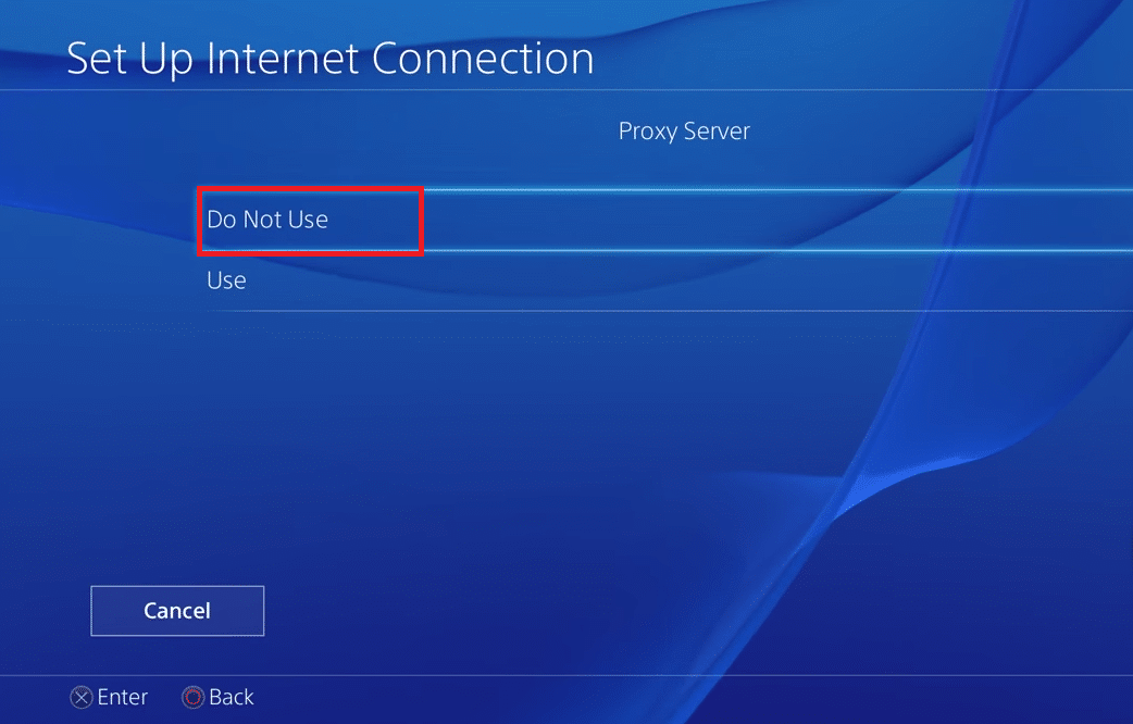 El servidor proxy de PS4 no se usa