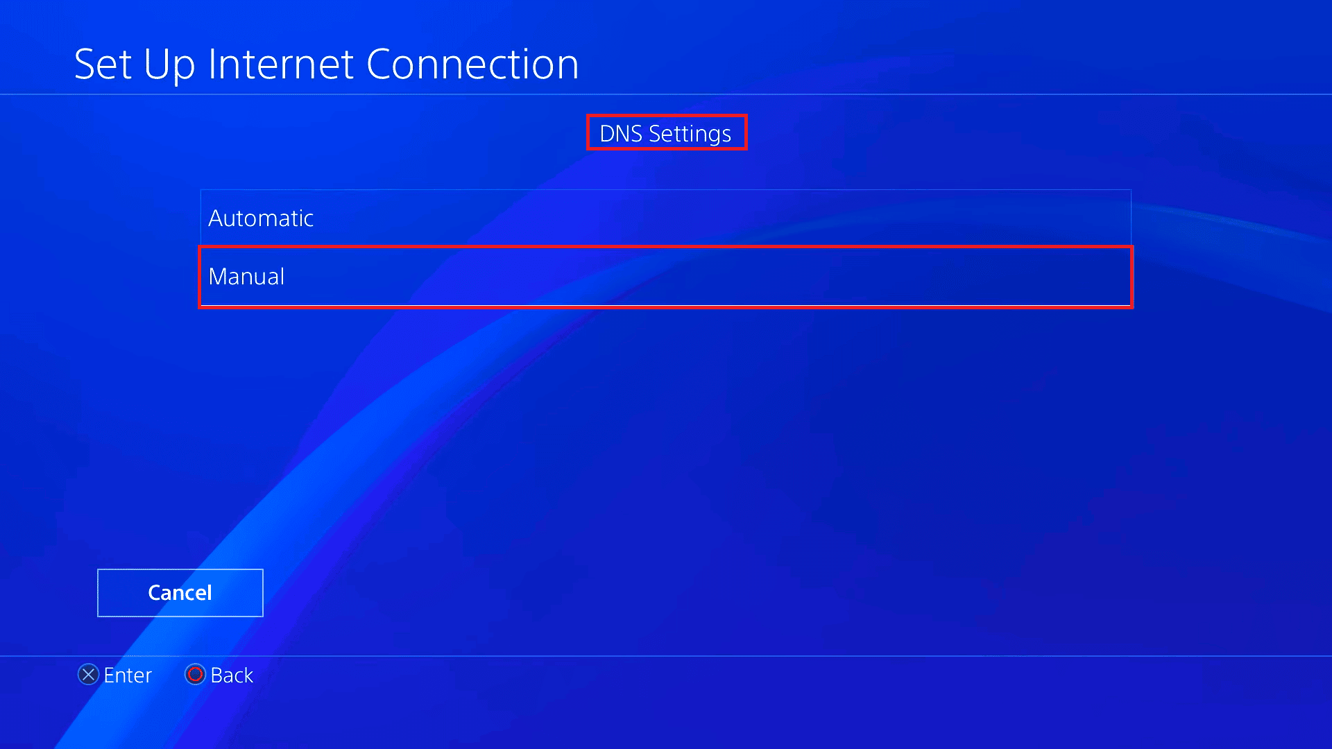 cambiar la configuración de DNS a Manual