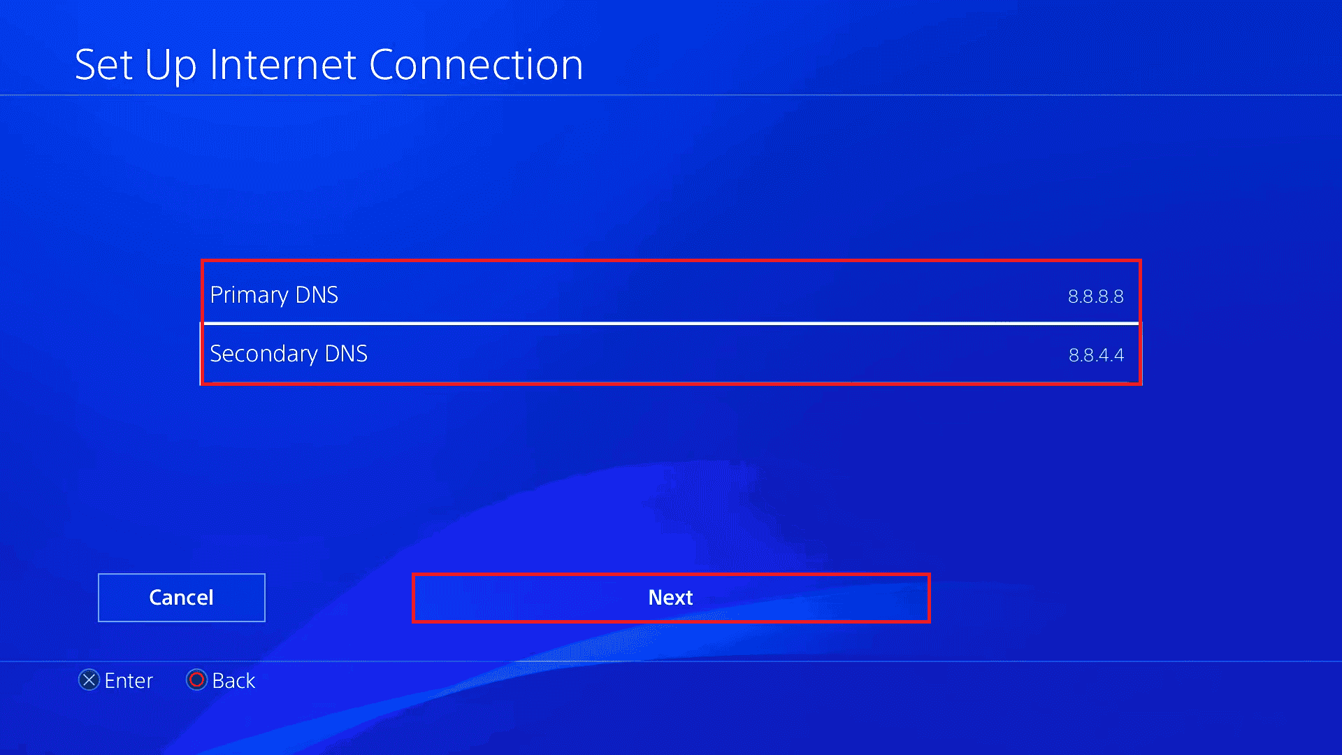 Cambiar dirección dns primaria y secundaria.  Arreglar el código de error de PS4 WS 37431 8