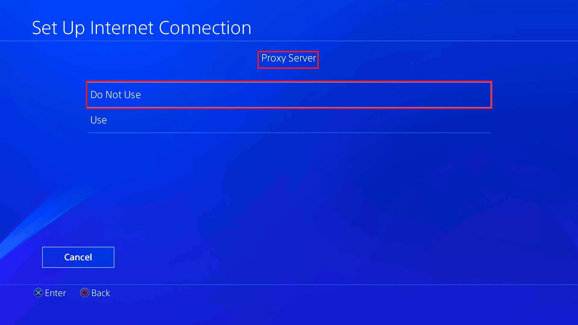 seleccione la opción No usar en el servidor proxy