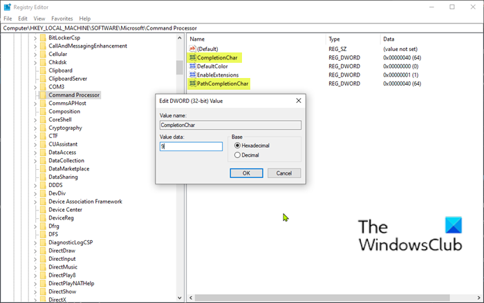 La tecla de tabulación no funciona en la línea de comando