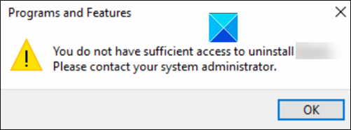 No tienes suficiente acceso para desinstalar el programa