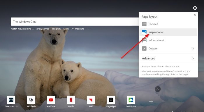 Personalizar la página de inicio de Microsoft Edge