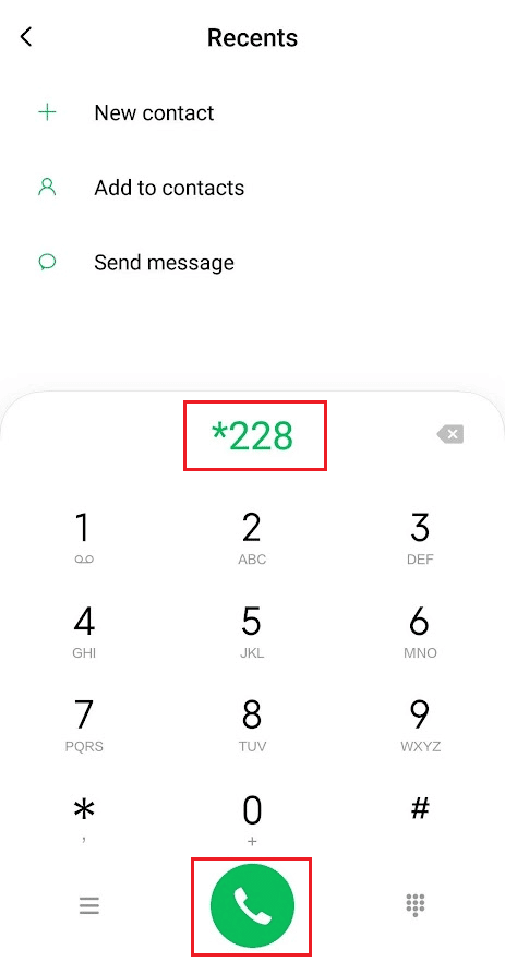 Cuando esté en su área local de llamadas, marque (estrella) 228 en el teclado del marcador y toque el icono de llamada | Cómo actualizar torres celulares en MetroPCS