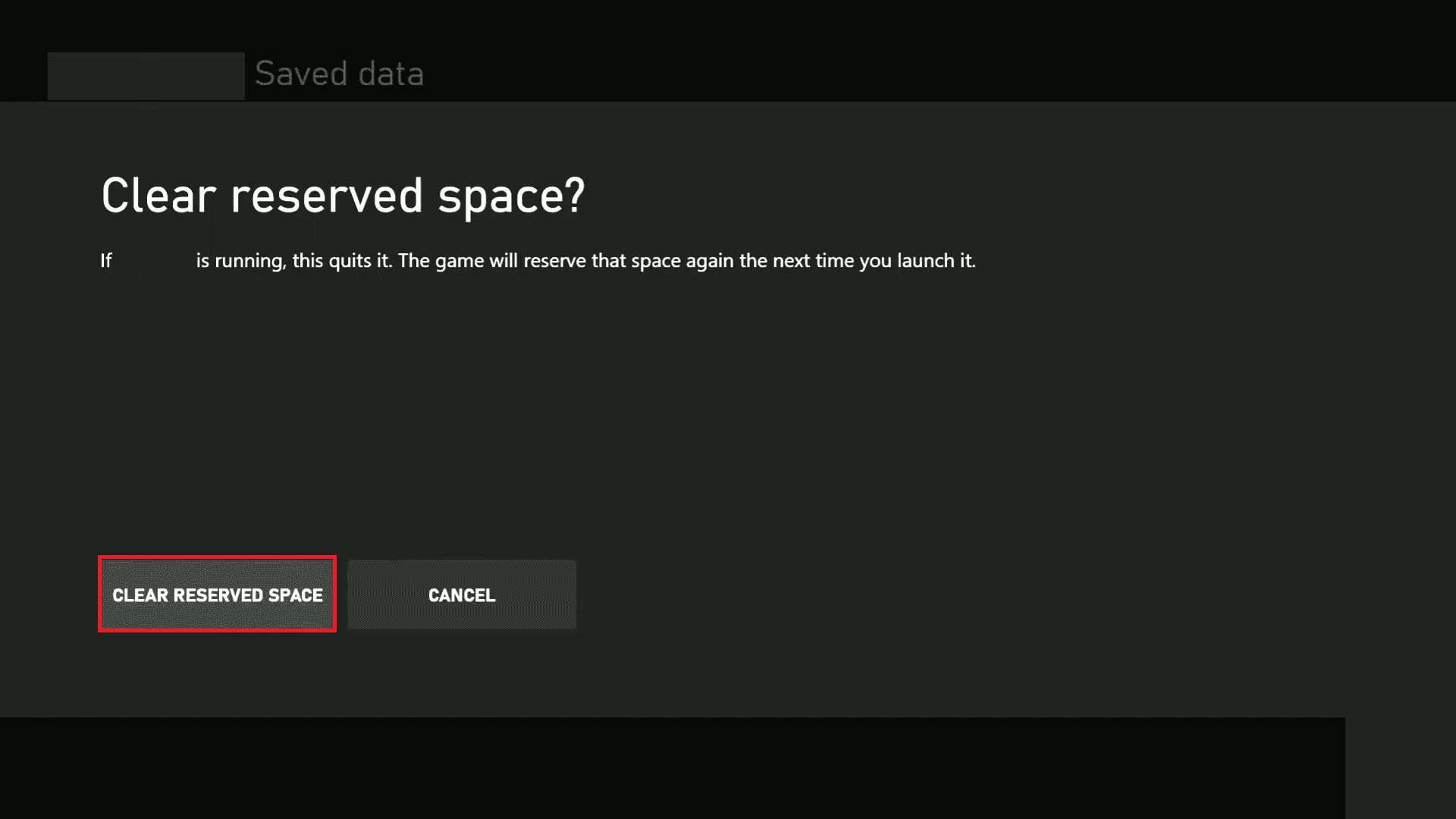 borrar espacio reservado en el juego de xbox